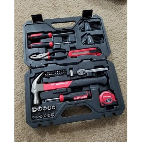 New Home Tool Kit / Mechanics Tool Set, 57-Piece, Hammer, Screwdrivers - Picture 1 of 2